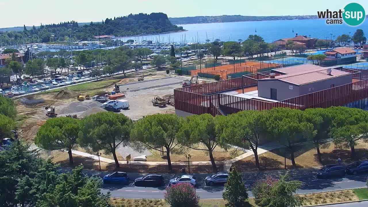 Portorož Webcam – Blick auf den Yachthafen und die Tennisplätze
