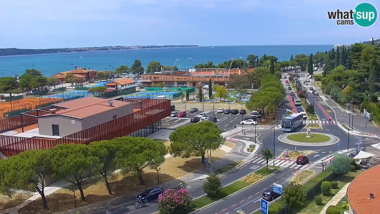 Portorož Webcam – Blick auf den Yachthafen und die Tennisplätze