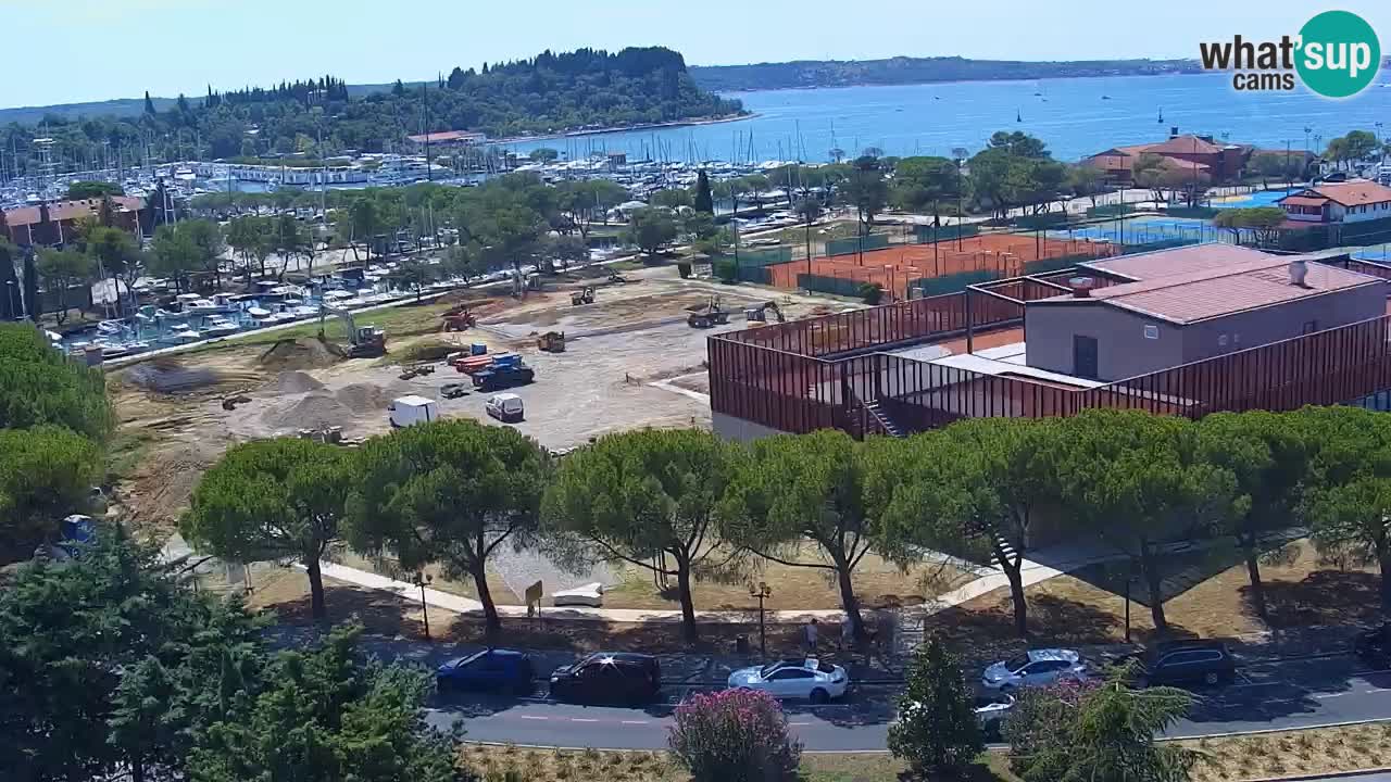Portorož Webcam – Blick auf den Yachthafen und die Tennisplätze