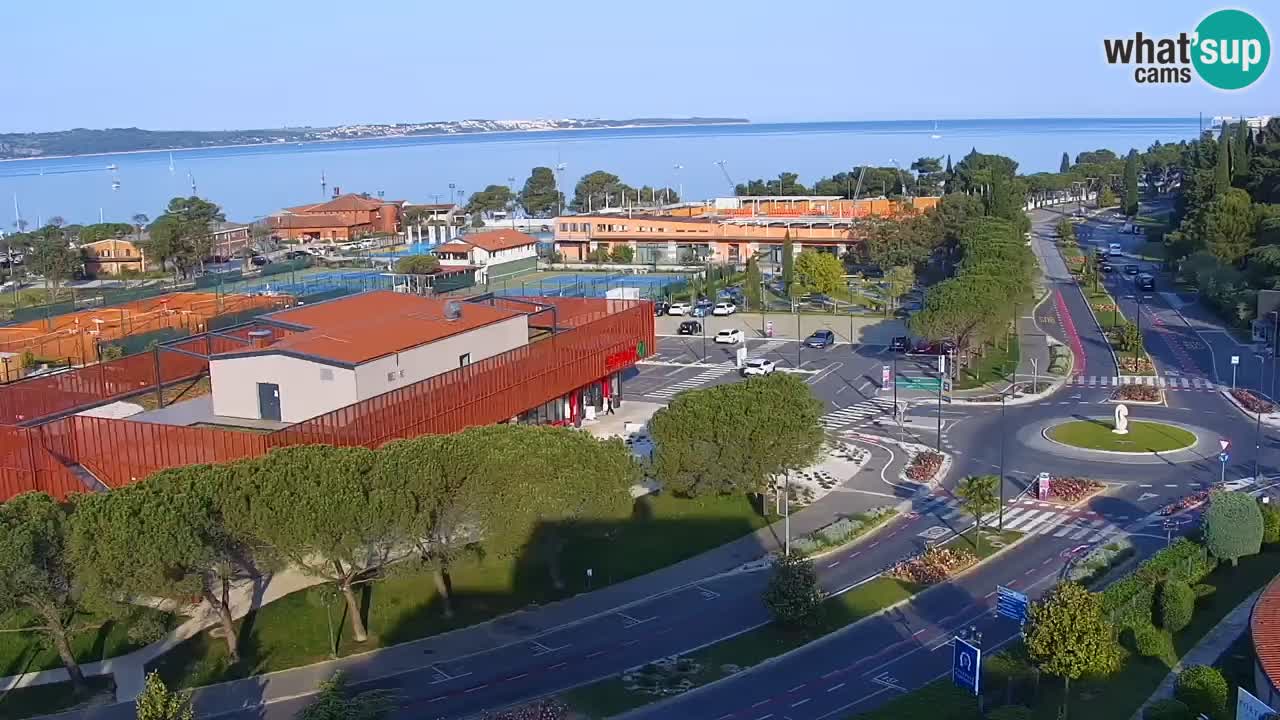 Portorož Webcam – Blick auf den Yachthafen und die Tennisplätze