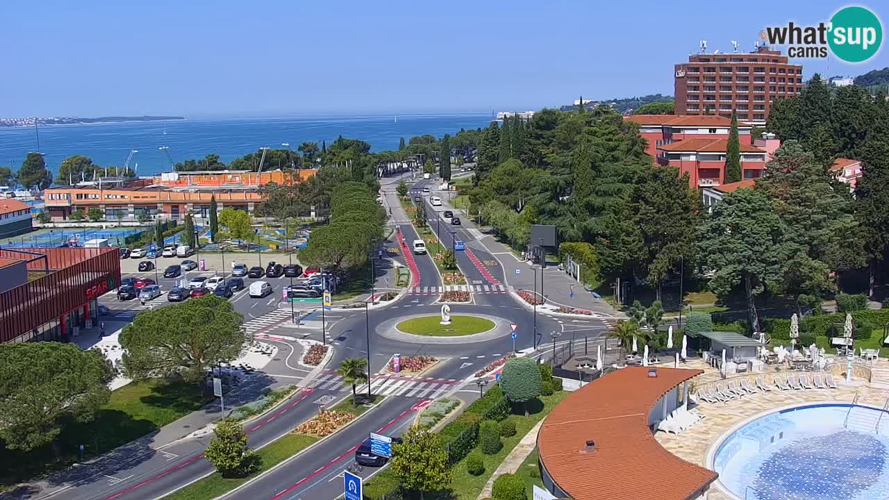 Portorož web kamera – pogled na marinu i teniške terene