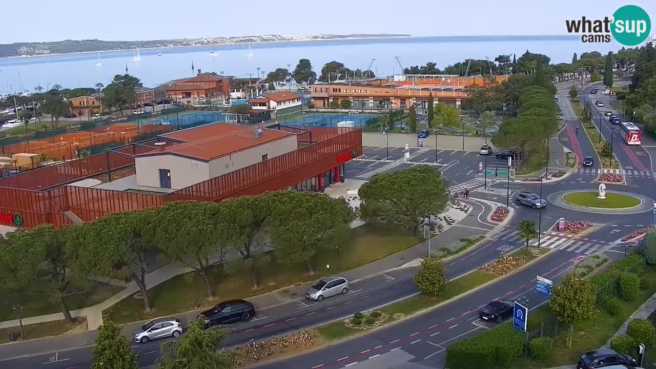 Portorož Webcam – Blick auf den Yachthafen und die Tennisplätze