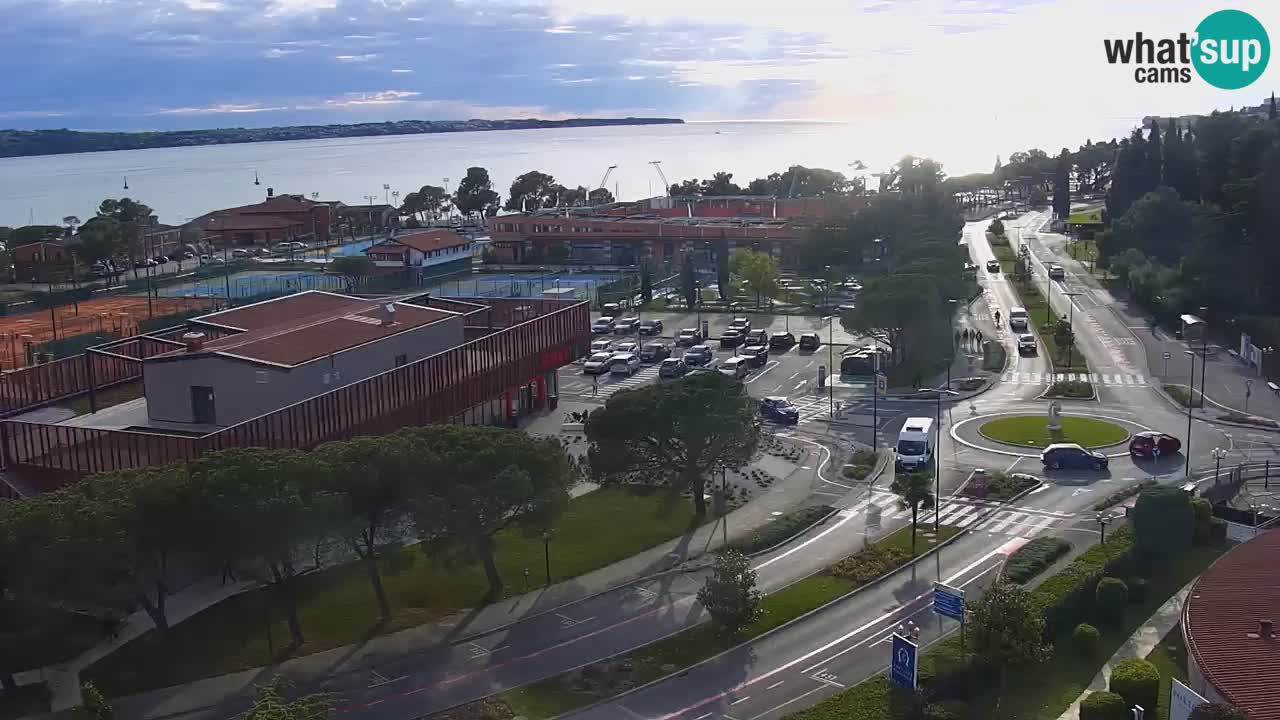 Portorož Webcam – Blick auf den Yachthafen und die Tennisplätze