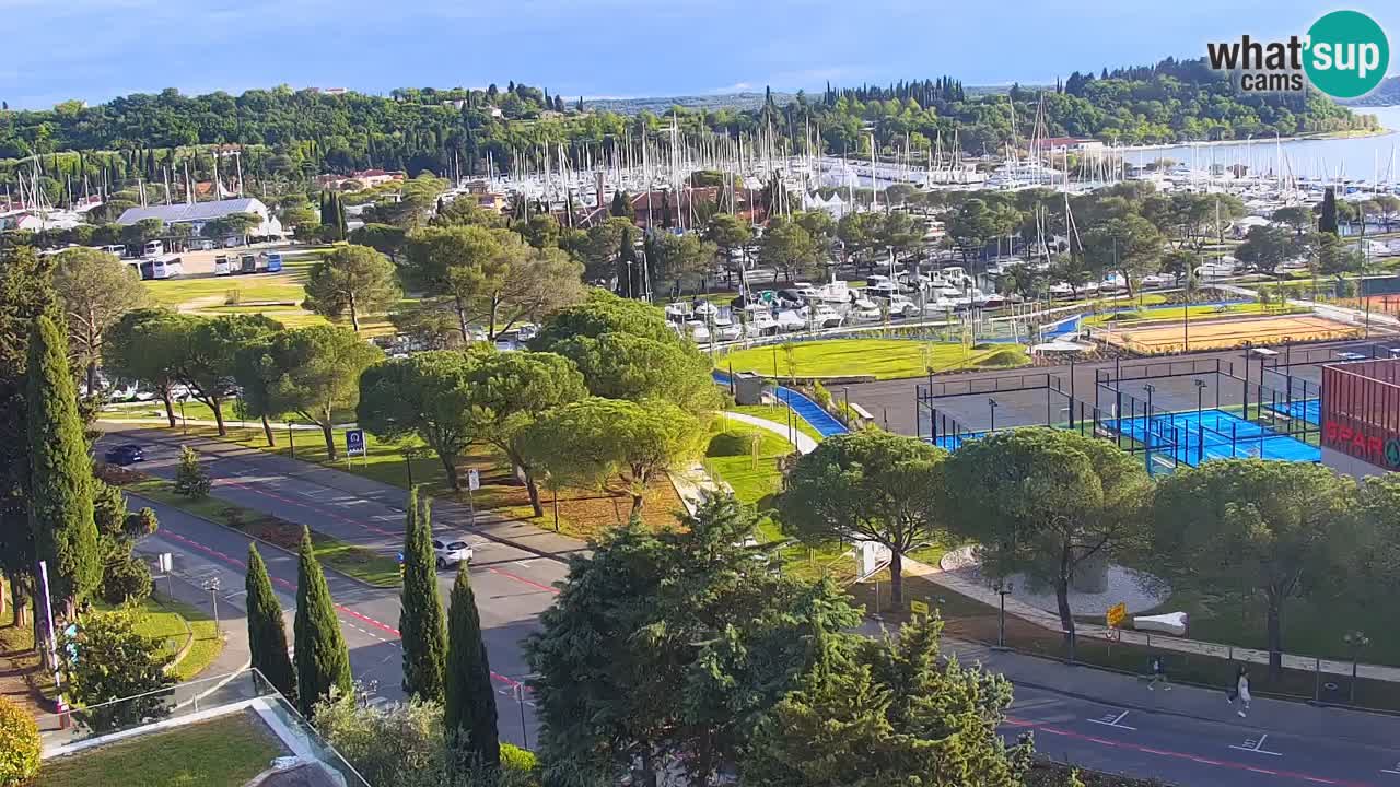 Portorož Webcam – Blick auf den Yachthafen und die Tennisplätze