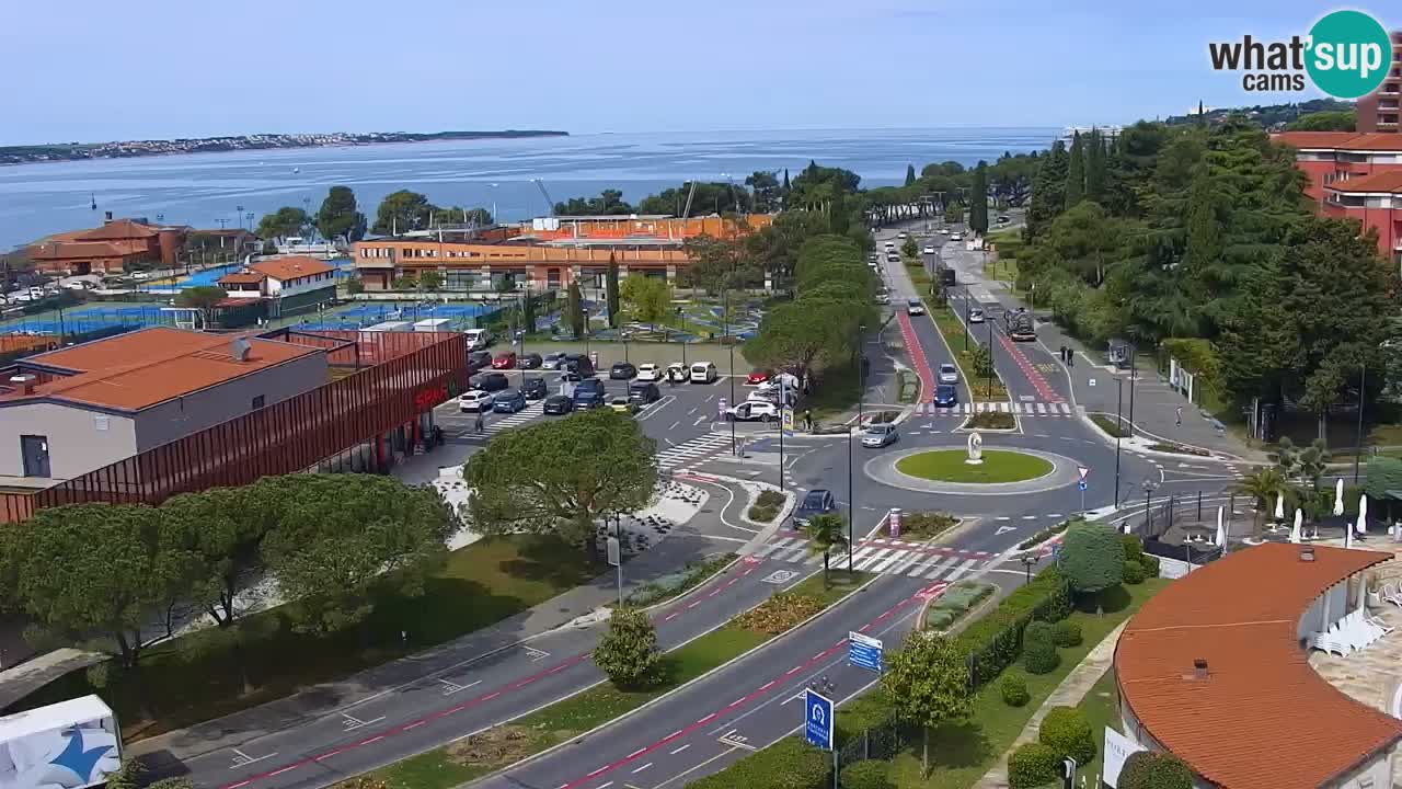 Portorož spletna kamera – pogled na marino in teniška igrišča