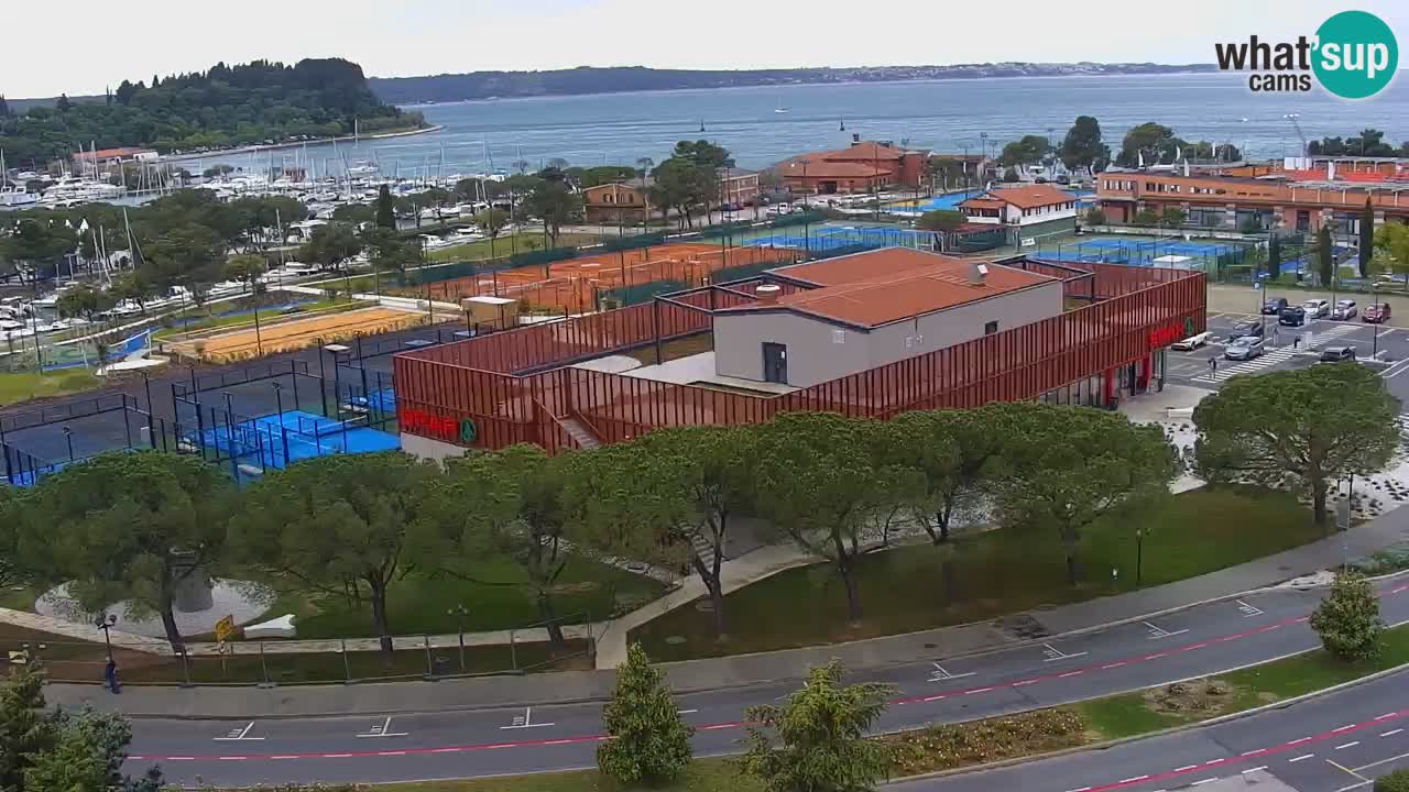Portorož Live Webcam – view of the marina and tennis courts