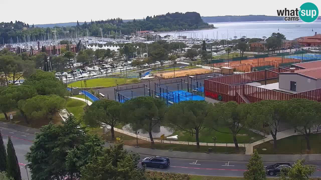 Portorož Live Webcam – view of the marina and tennis courts