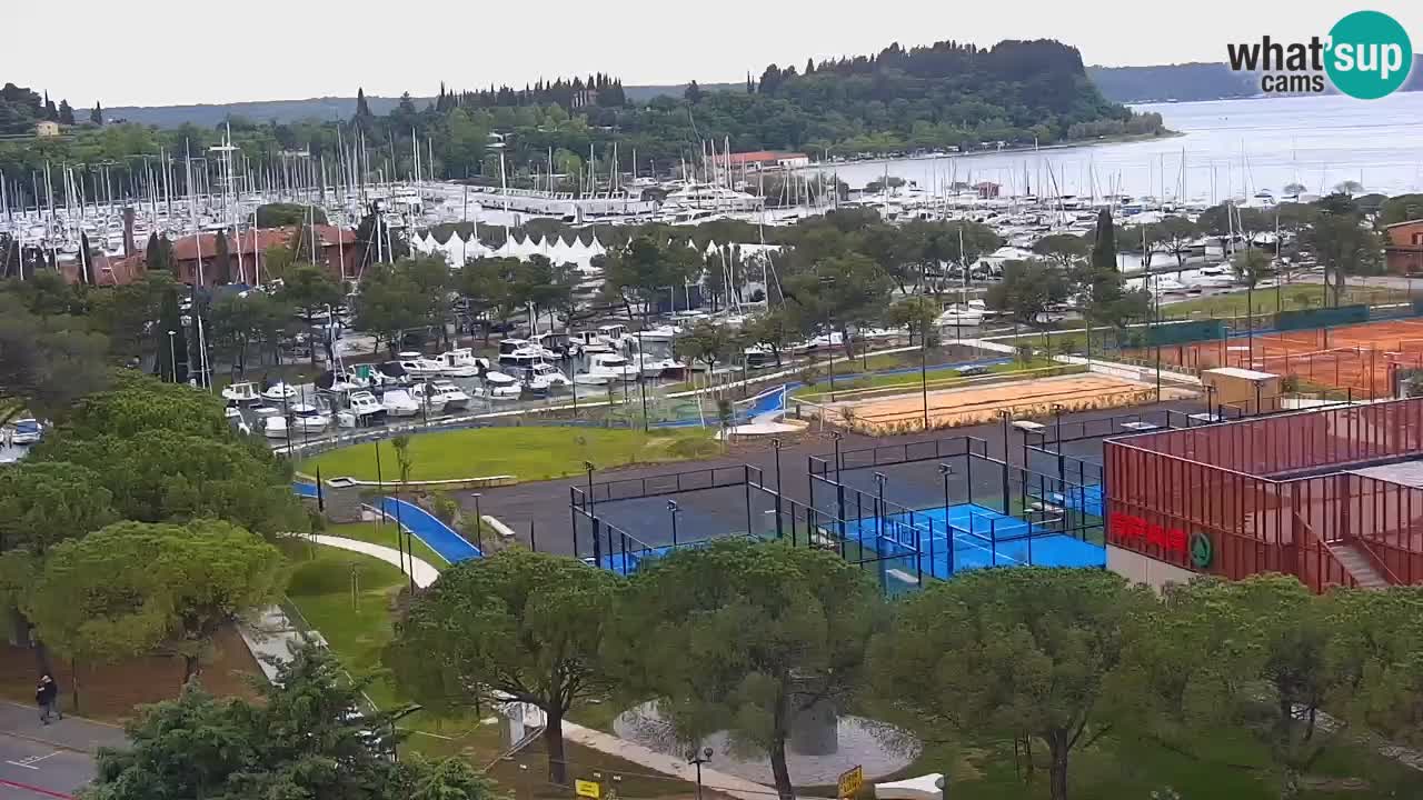 Portorož Live Webcam – view of the marina and tennis courts