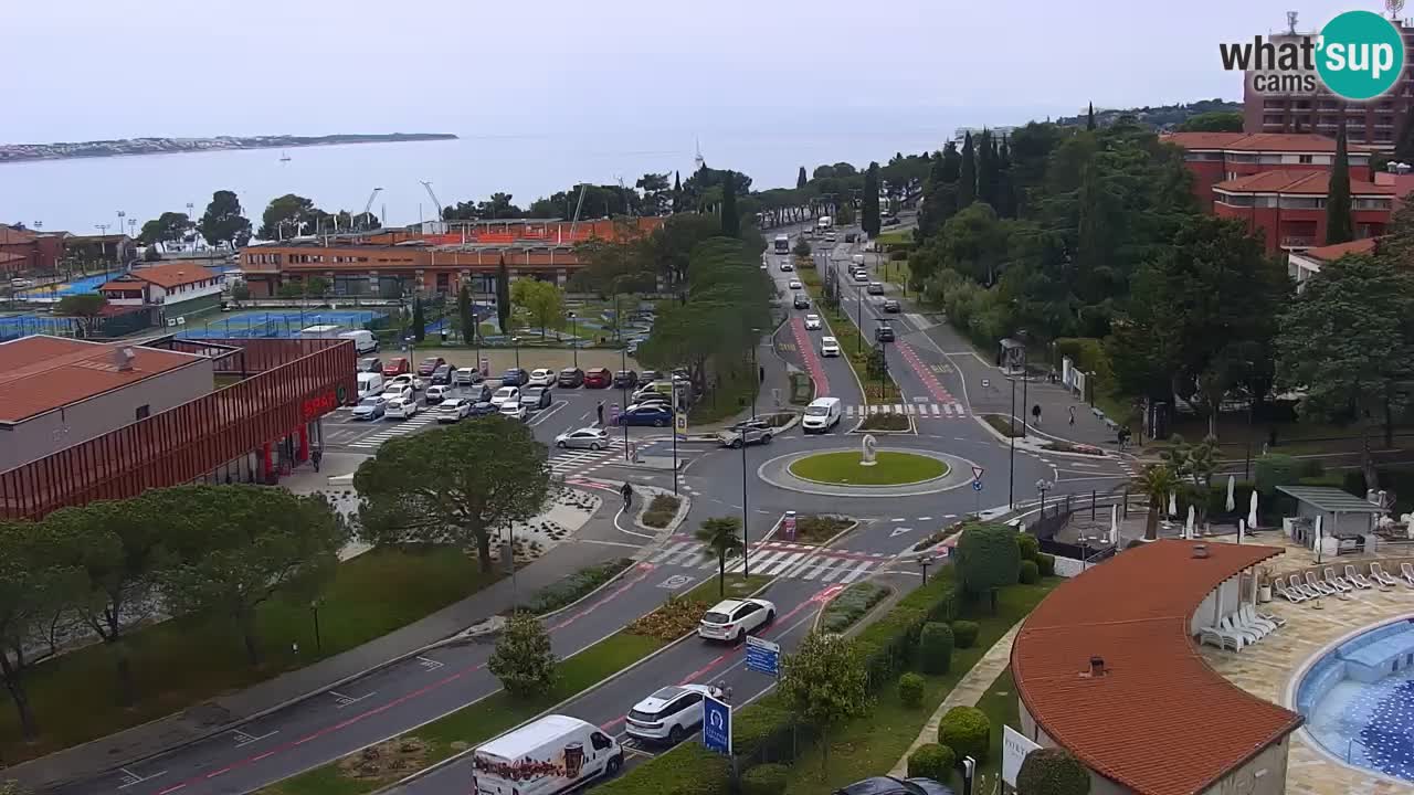 Portorož Webcam – Blick auf den Yachthafen und die Tennisplätze