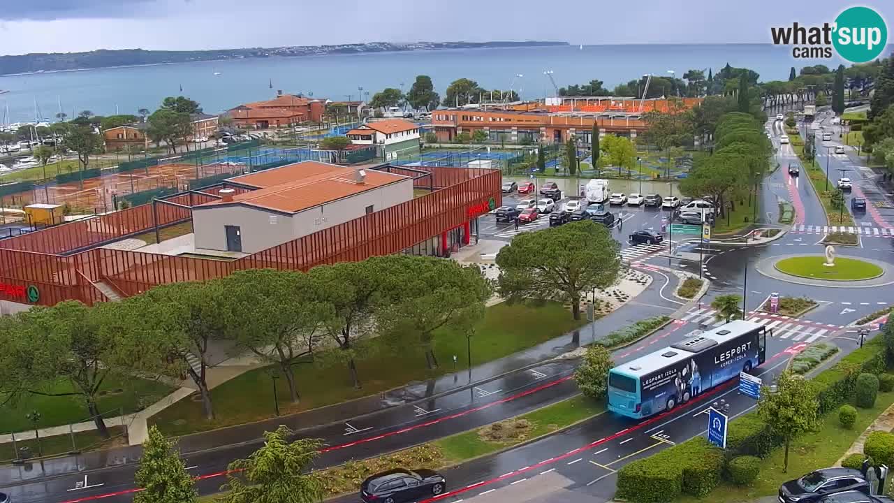 Portorož Webcam – Blick auf den Yachthafen und die Tennisplätze
