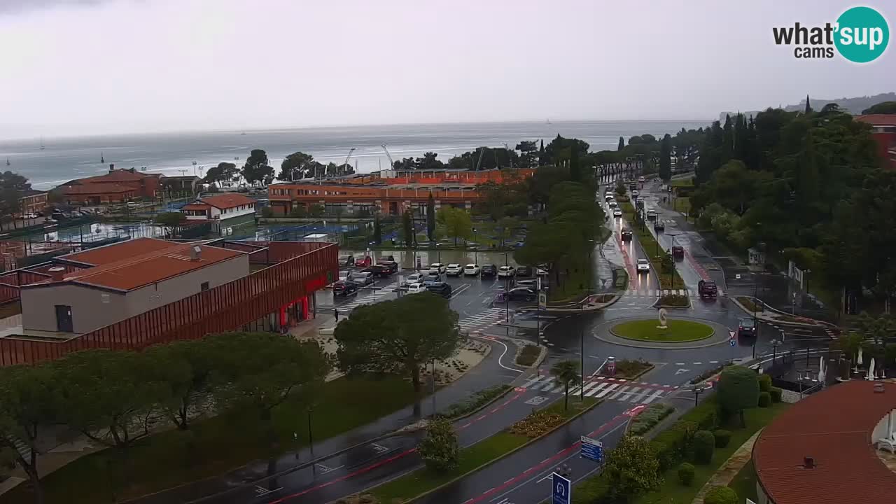 Portorož Webcam – Blick auf den Yachthafen und die Tennisplätze