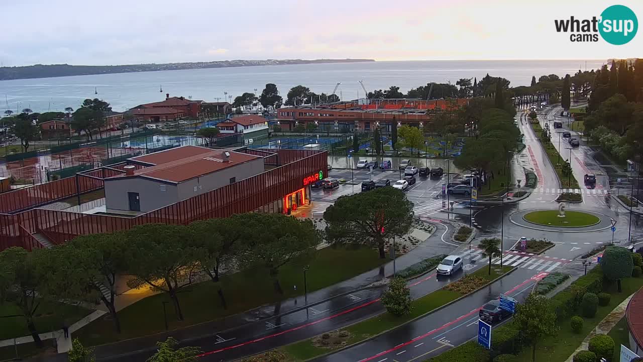 Portorož Webcam – Blick auf den Yachthafen und die Tennisplätze