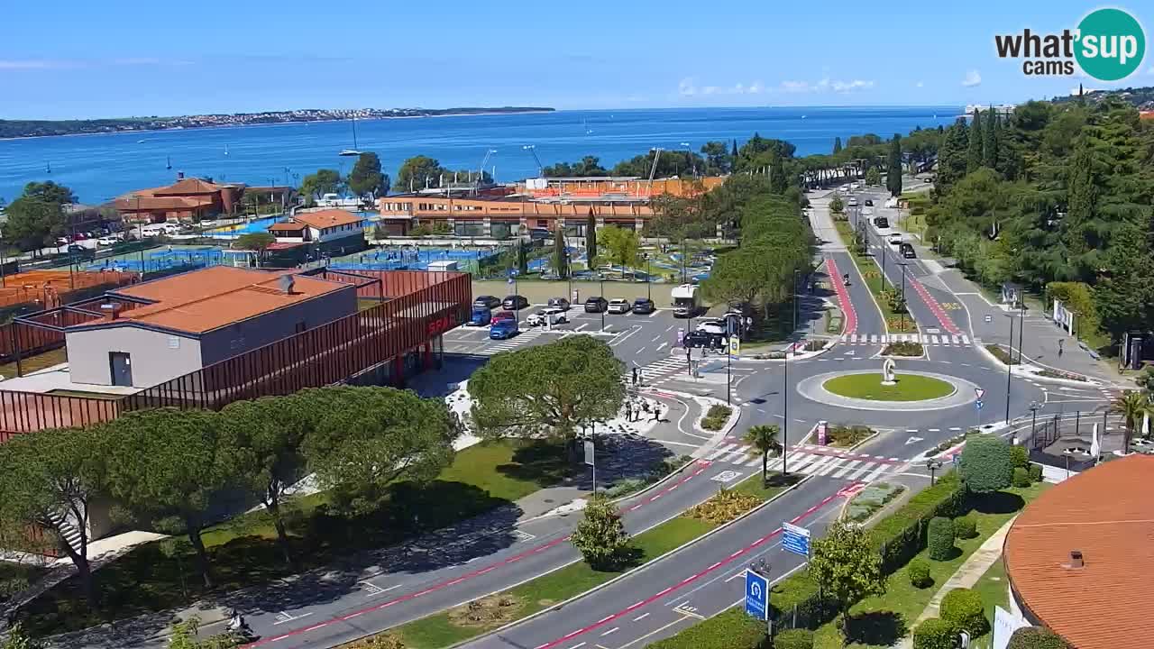 Portorož Webcam – Blick auf den Yachthafen und die Tennisplätze