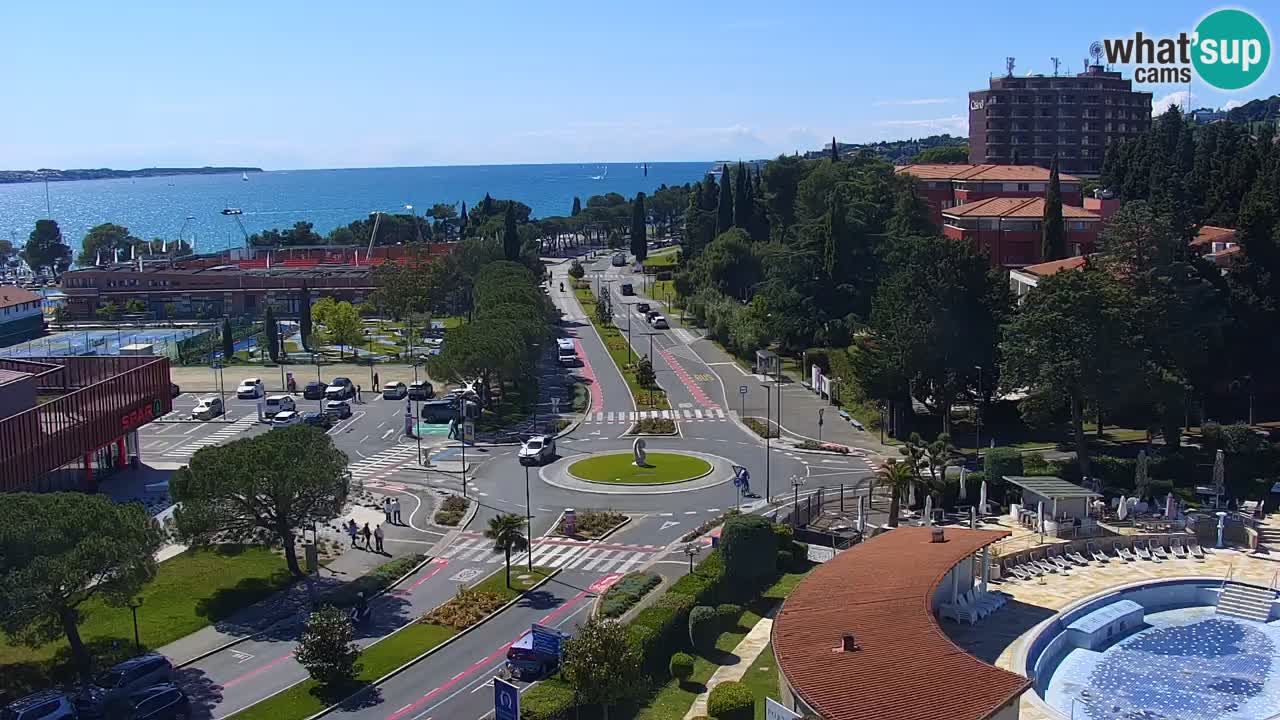 Portorož Webcam – Blick auf den Yachthafen und die Tennisplätze