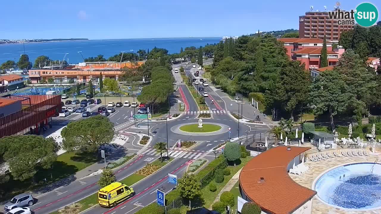 Portorož Webcam – Blick auf den Yachthafen und die Tennisplätze
