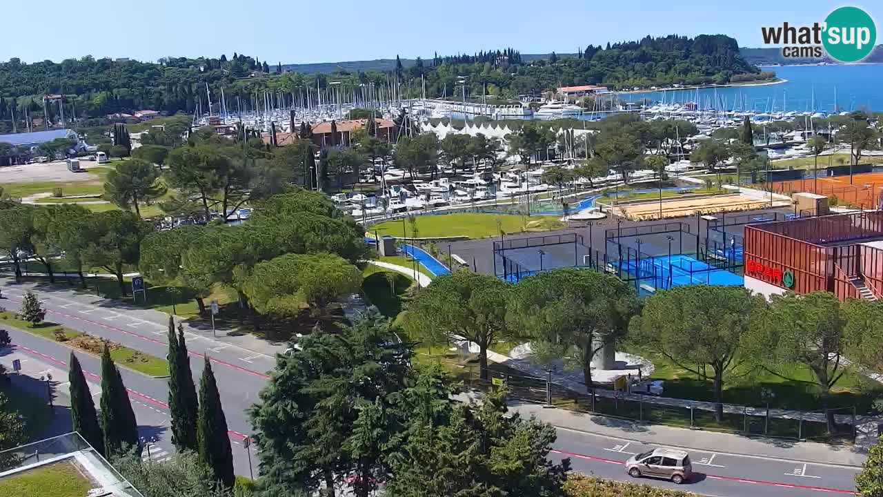 Portorož Webcam – Blick auf den Yachthafen und die Tennisplätze