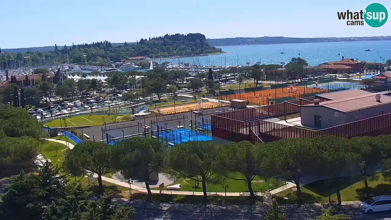 Portorož Live Webcam – view of the marina and tennis courts
