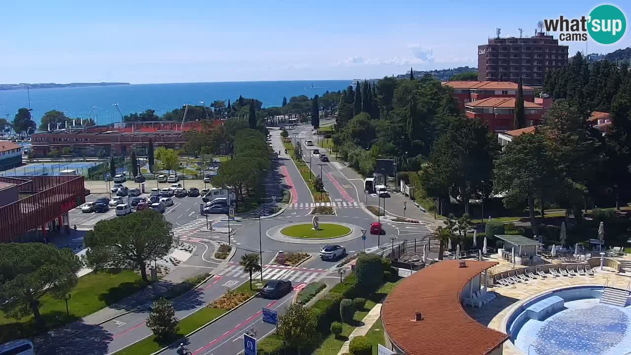 Portorož Live Webcam – view of the marina and tennis courts
