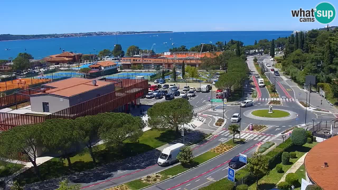 Portorož Webcam – Blick auf den Yachthafen und die Tennisplätze