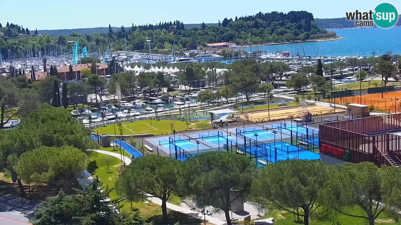Portorož Webcam – Blick auf den Yachthafen und die Tennisplätze