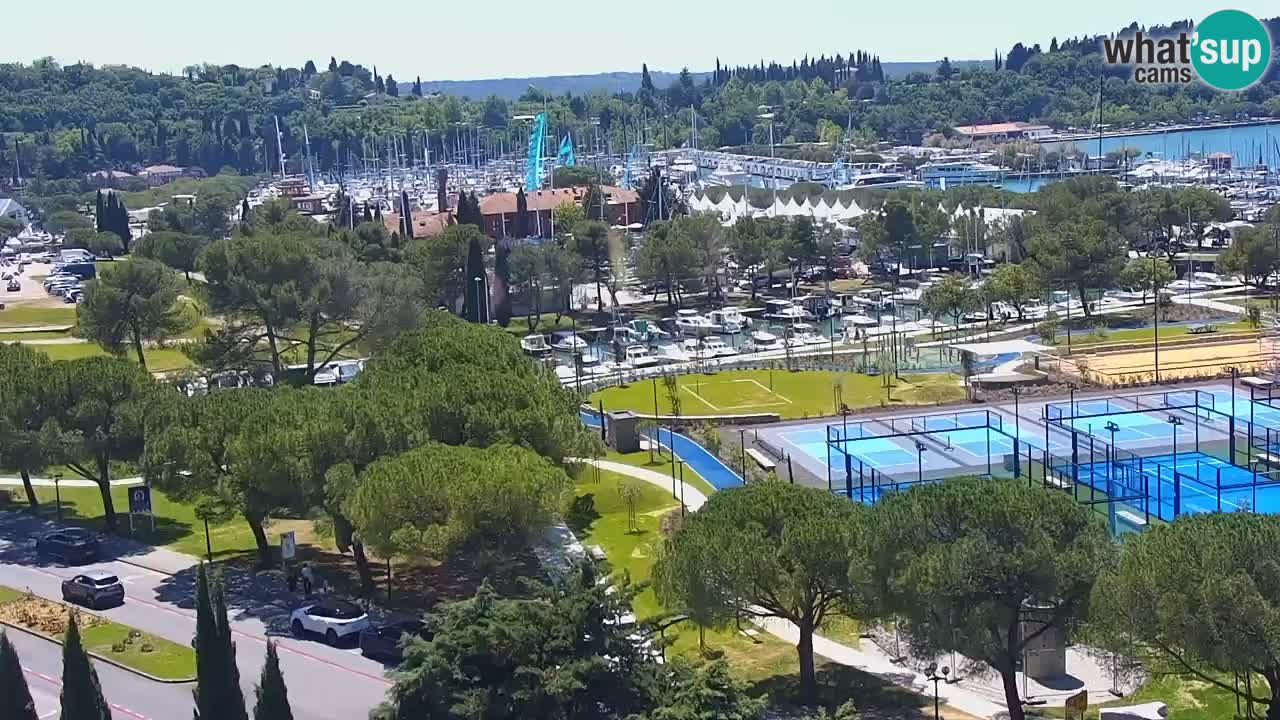 Portorož Webcam – Blick auf den Yachthafen und die Tennisplätze