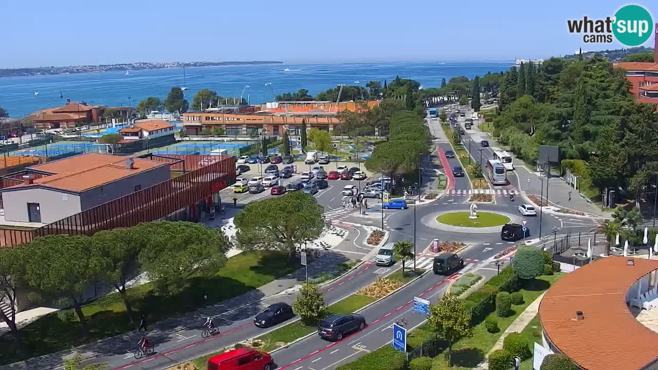 Portorož spletna kamera – pogled na marino in teniška igrišča