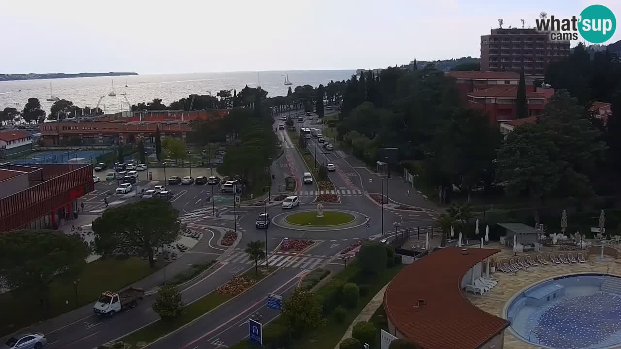 Portorož Webcam – Blick auf den Yachthafen und die Tennisplätze