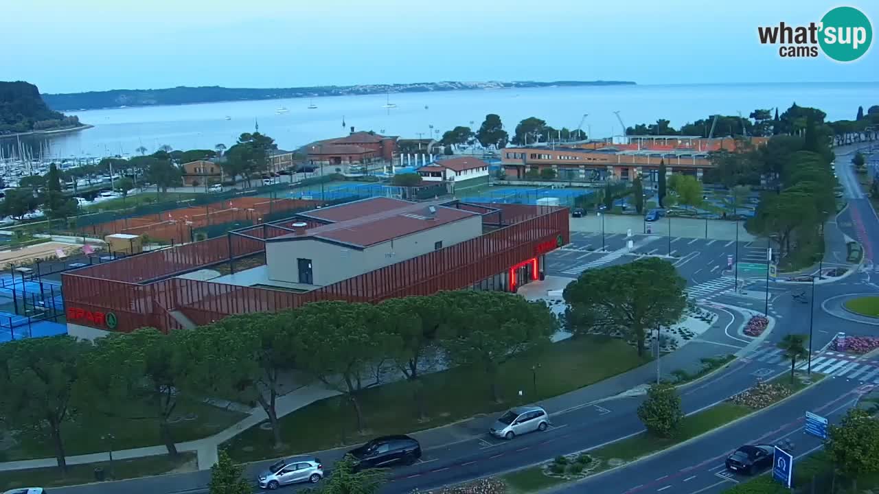 Portorož Webcam – Blick auf den Yachthafen und die Tennisplätze
