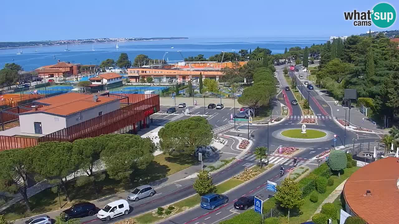 Portorož Webcam – Blick auf den Yachthafen und die Tennisplätze