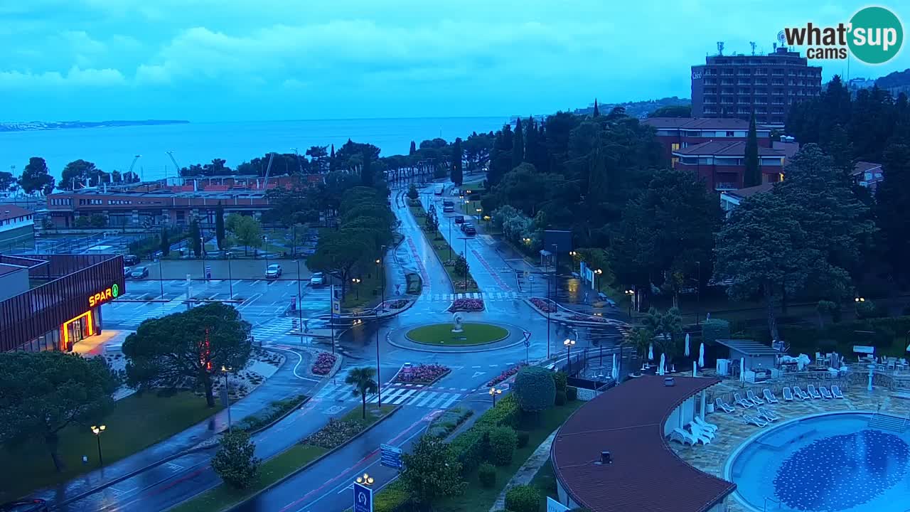 Portorož Webcam – Blick auf den Yachthafen und die Tennisplätze