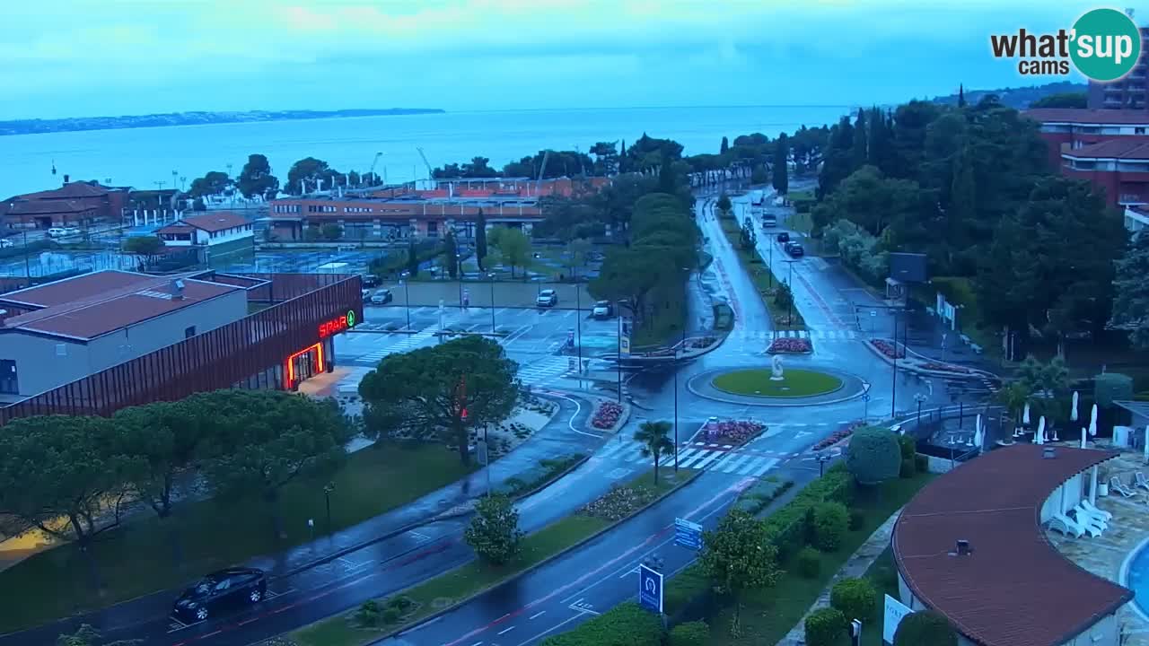 Portorož Webcam – Blick auf den Yachthafen und die Tennisplätze