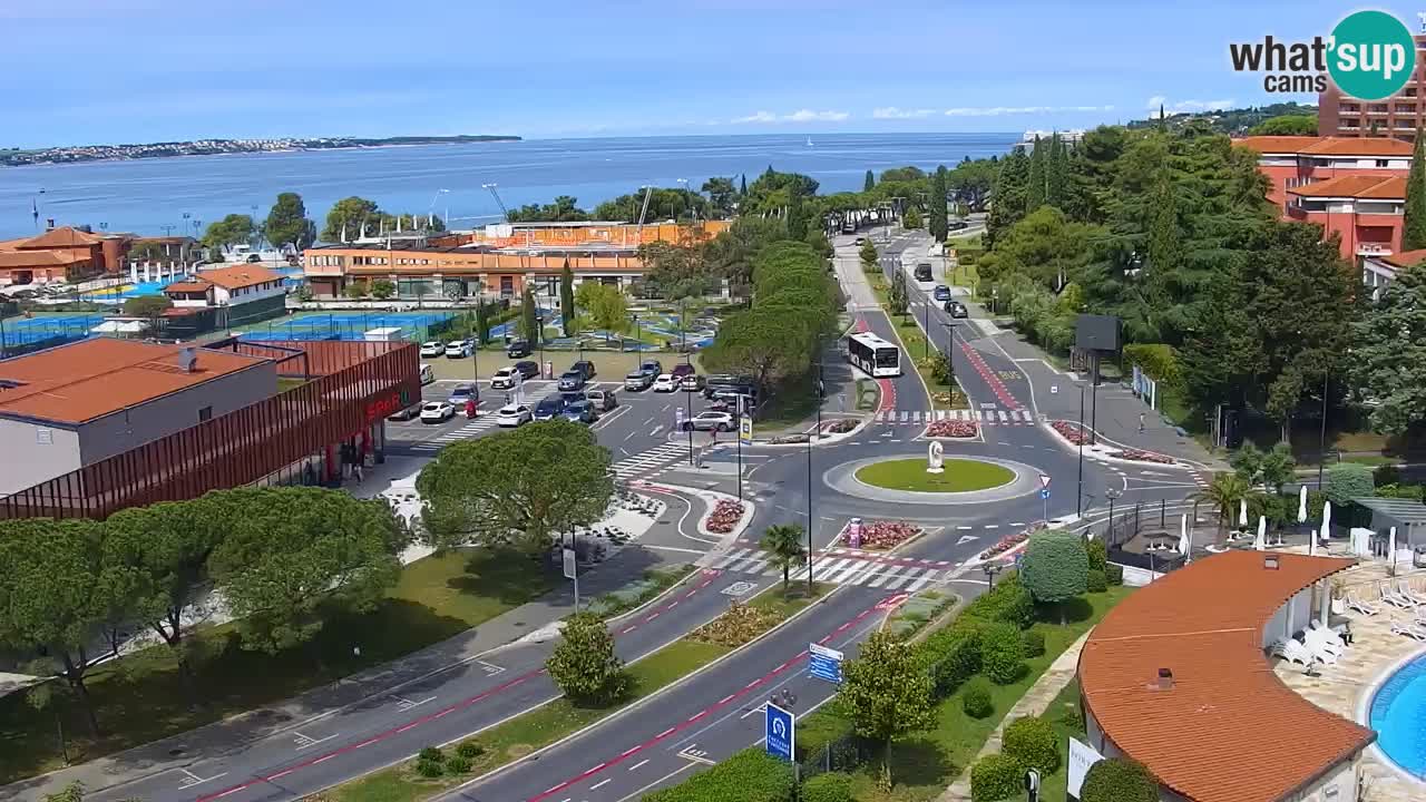 Portorož web kamera – pogled na marinu i teniške terene