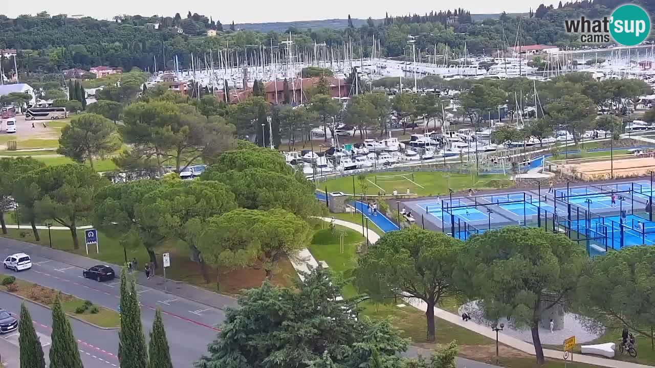 Portorož Webcam – Blick auf den Yachthafen und die Tennisplätze