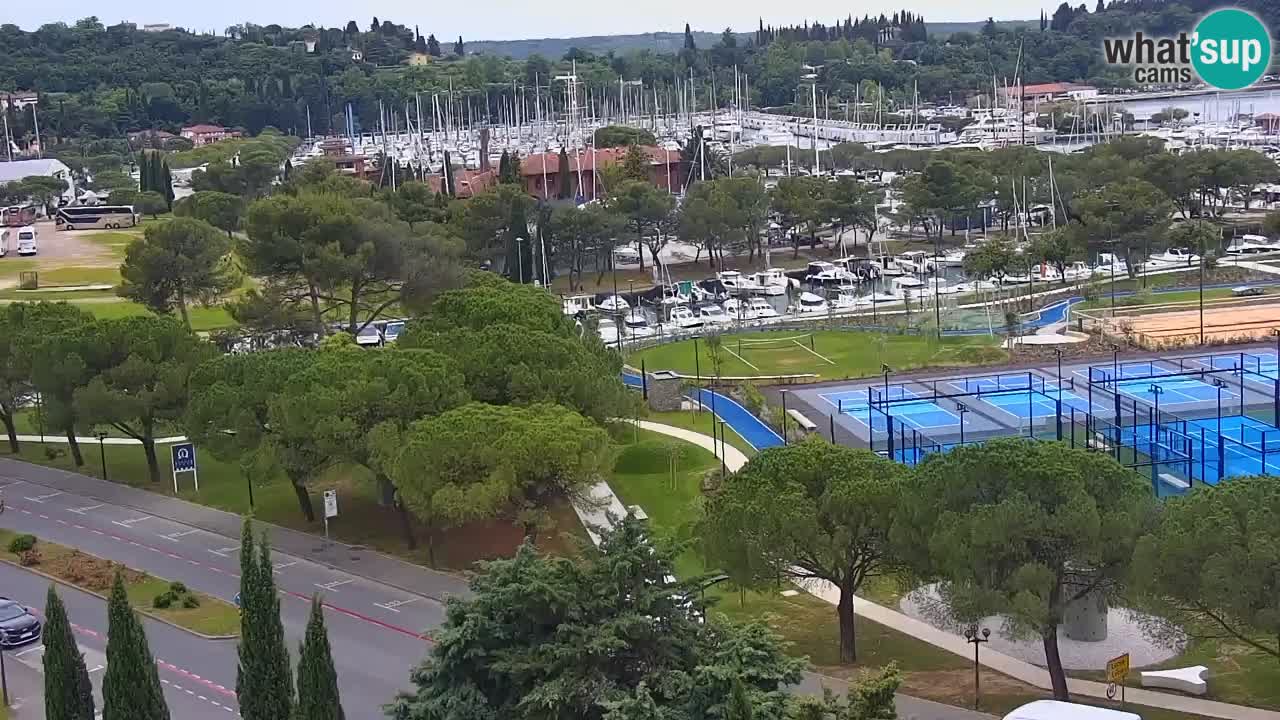 Portorož Webcam – Blick auf den Yachthafen und die Tennisplätze