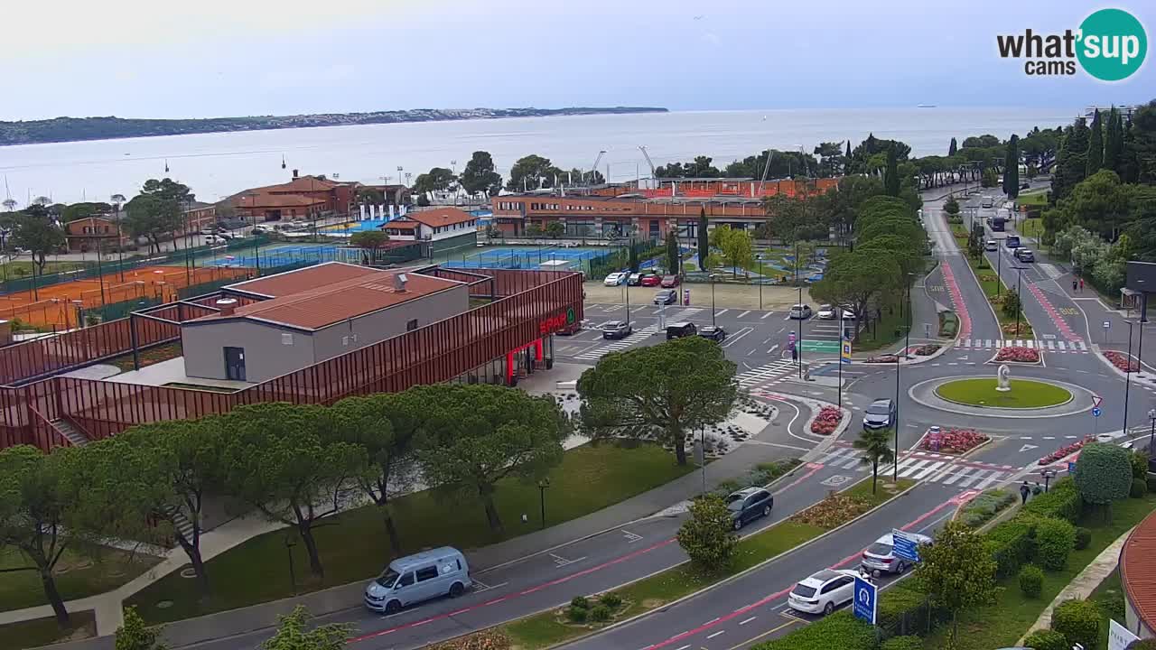 Portorož Webcam – Blick auf den Yachthafen und die Tennisplätze