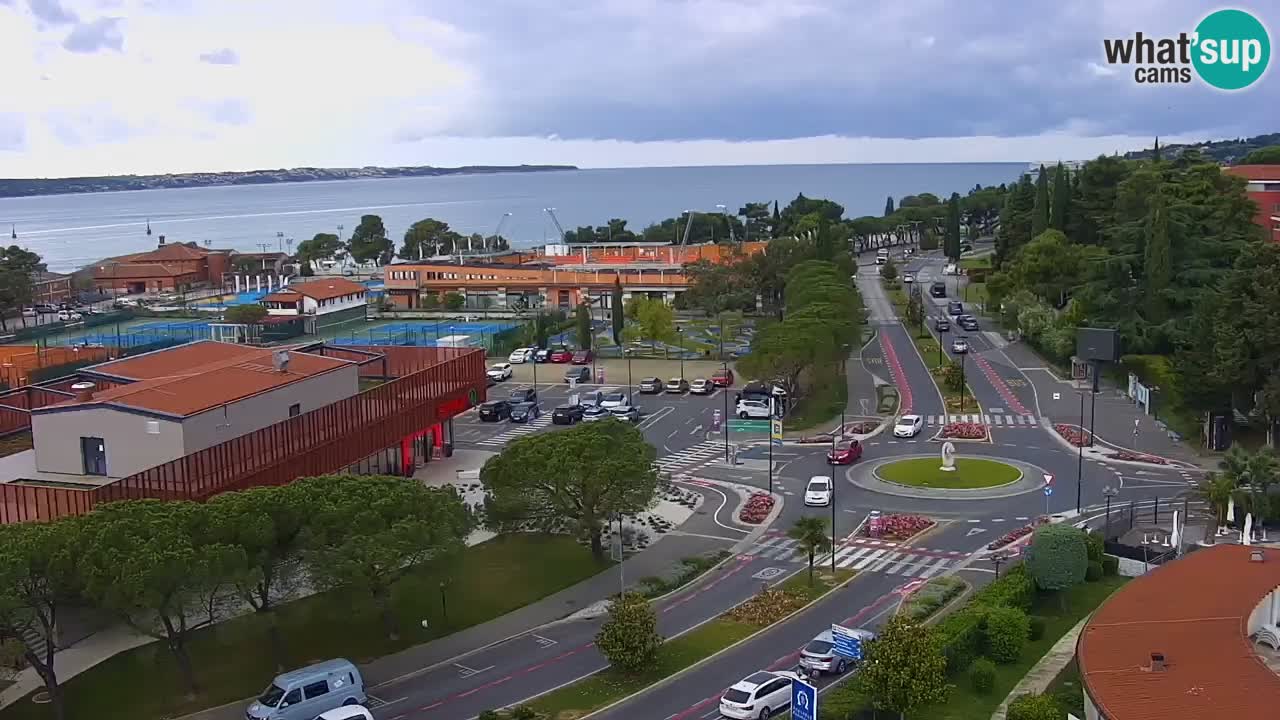 Portorož spletna kamera – pogled na marino in teniška igrišča