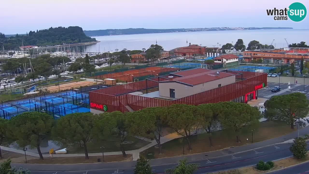 Portorož Live Webcam – view of the marina and tennis courts