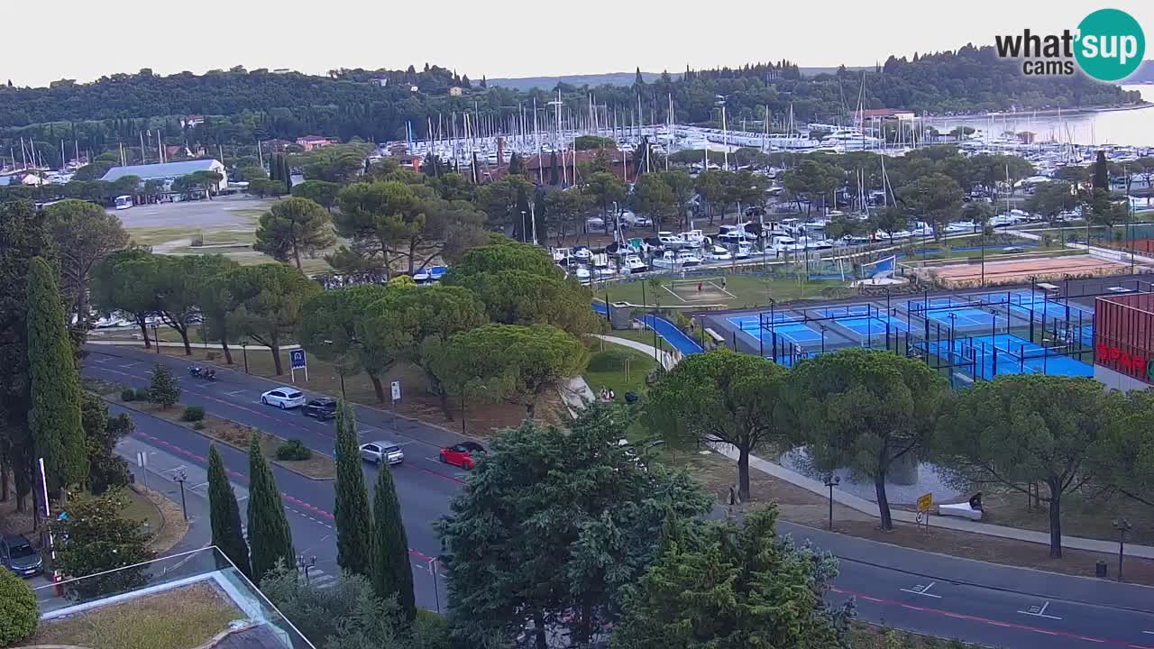 Portorož Live Webcam – view of the marina and tennis courts