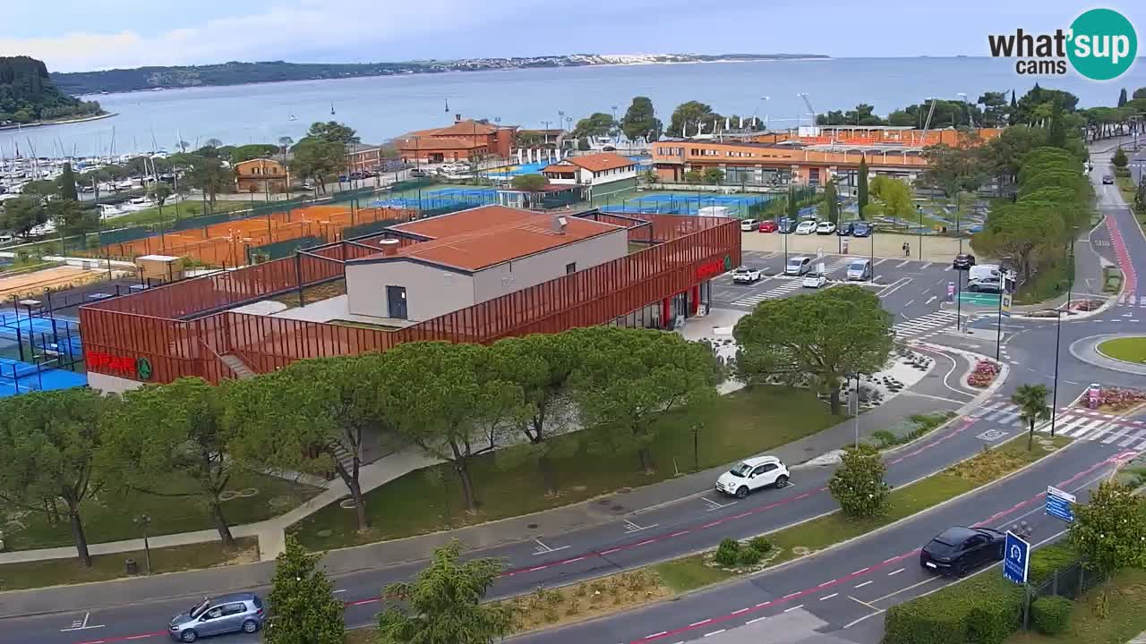 Portorož Live Webcam – view of the marina and tennis courts