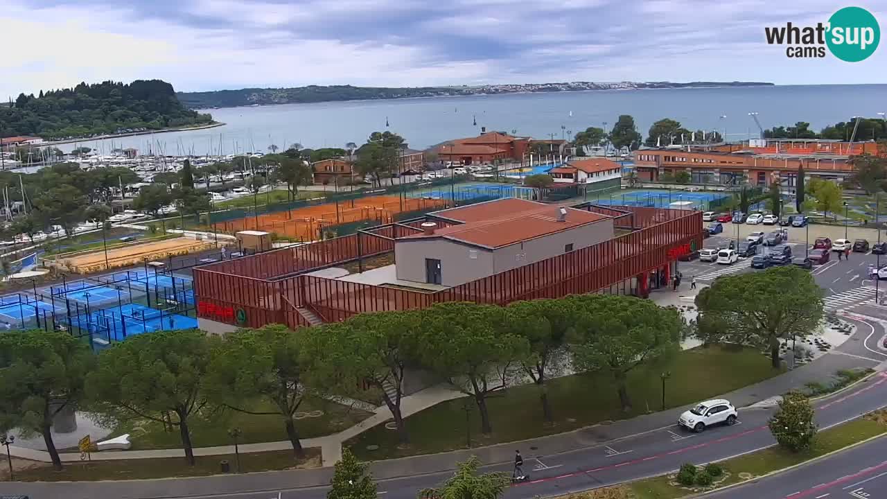 Portorož Live Webcam – view of the marina and tennis courts
