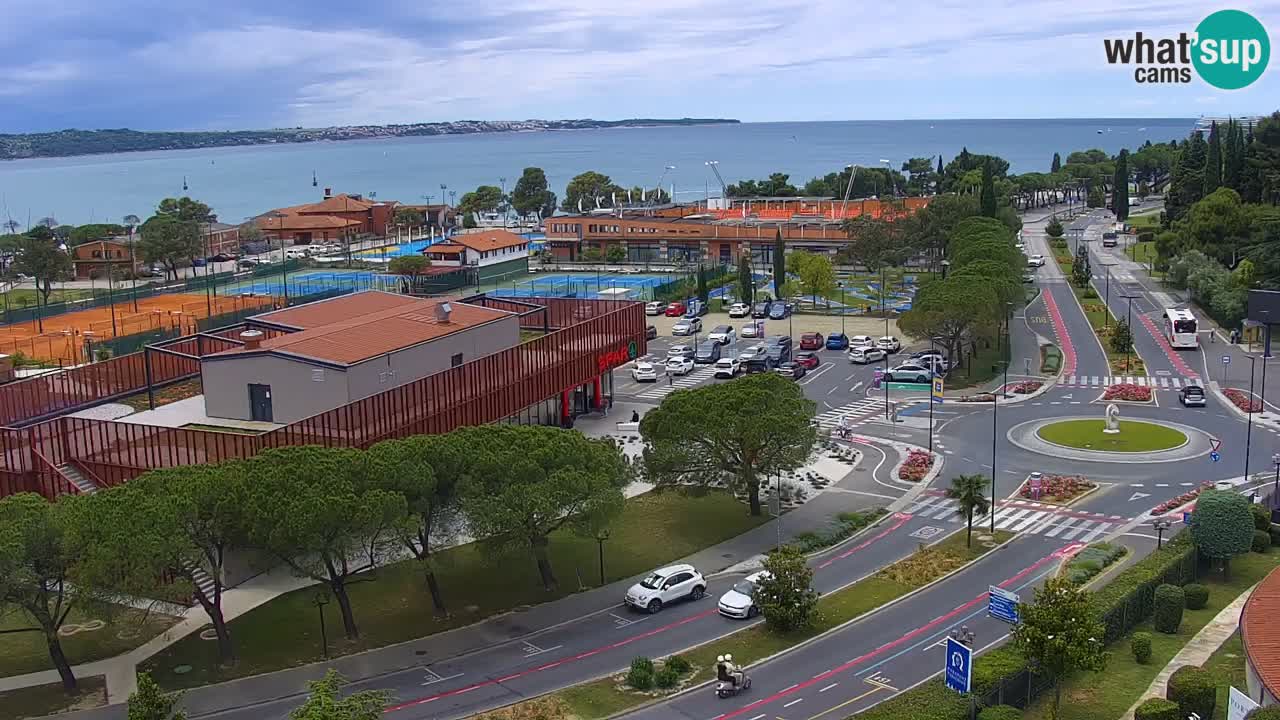 Portorož Webcam – Blick auf den Yachthafen und die Tennisplätze