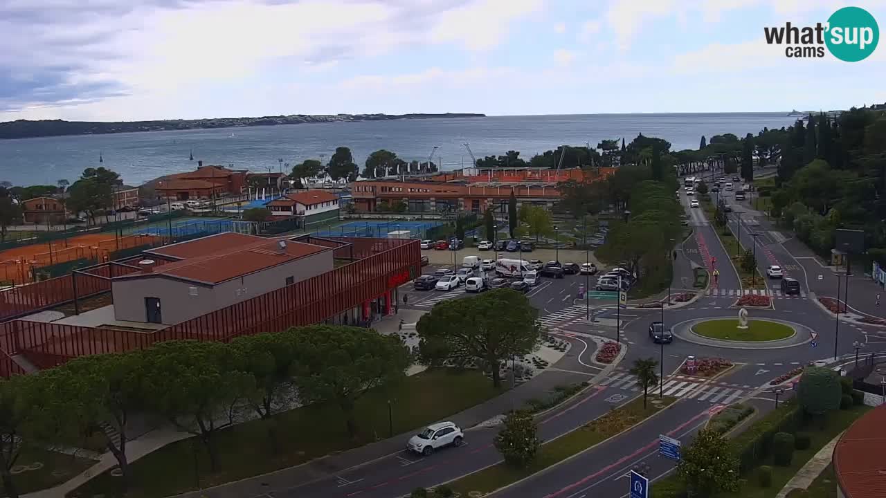 Portorož Webcam – Blick auf den Yachthafen und die Tennisplätze