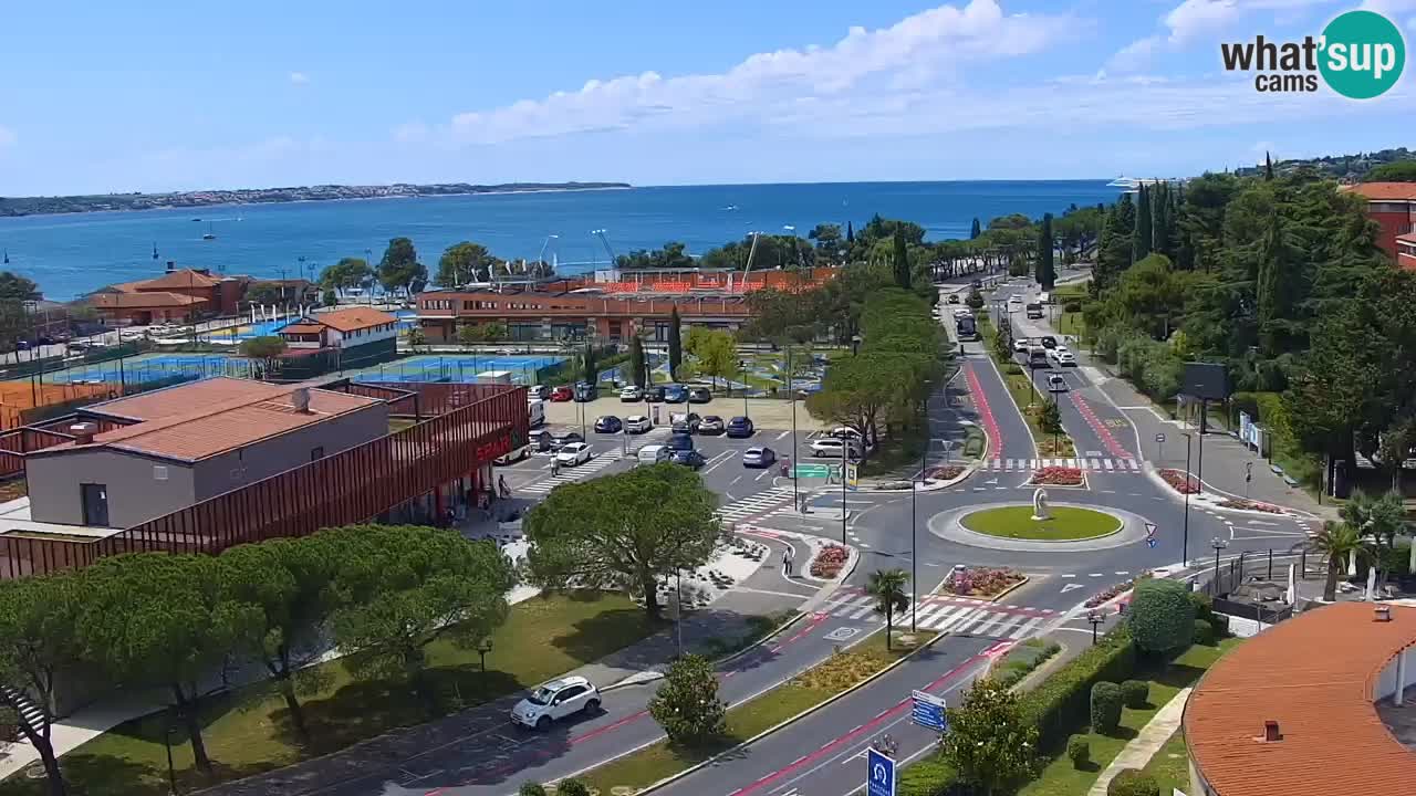 Portorož Webcam – Blick auf den Yachthafen und die Tennisplätze