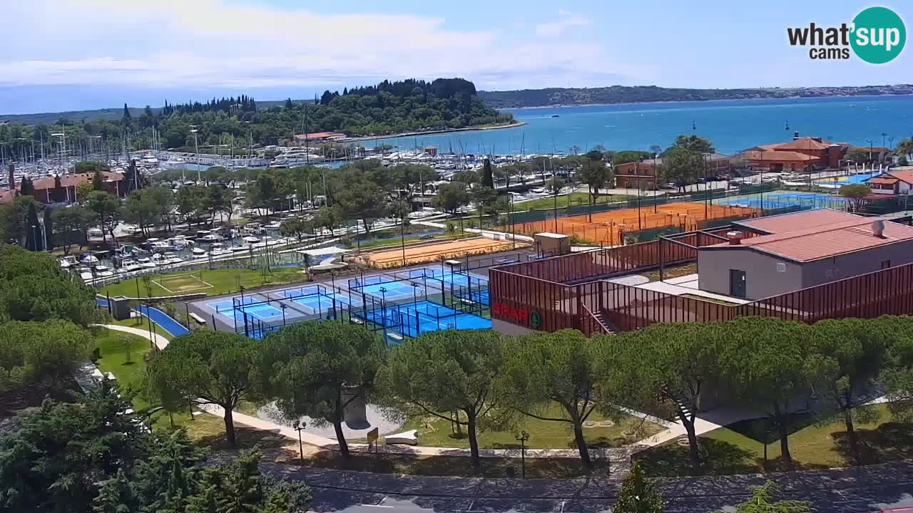 Portorož Webcam – Blick auf den Yachthafen und die Tennisplätze