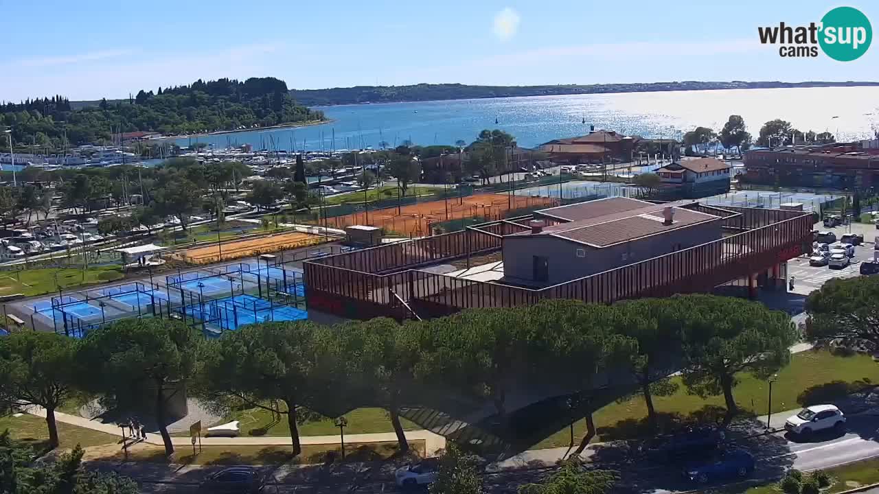 Portorož Webcam – Blick auf den Yachthafen und die Tennisplätze