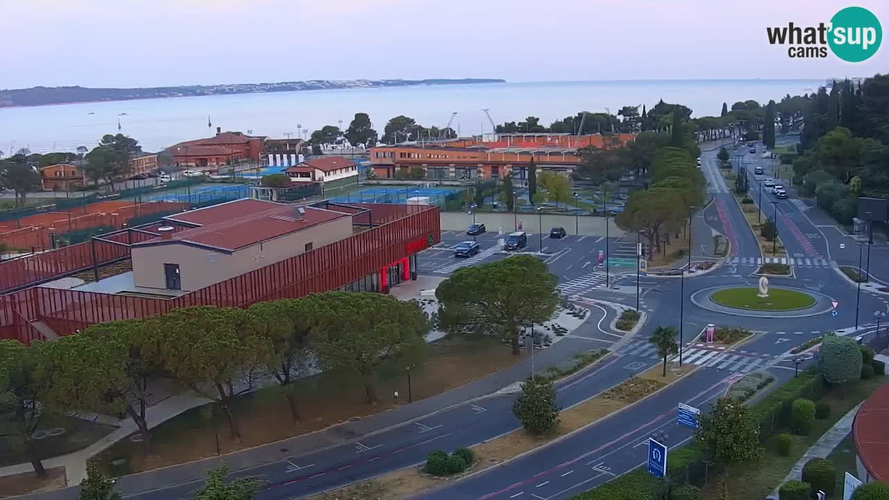 Portorož Webcam – Blick auf den Yachthafen und die Tennisplätze