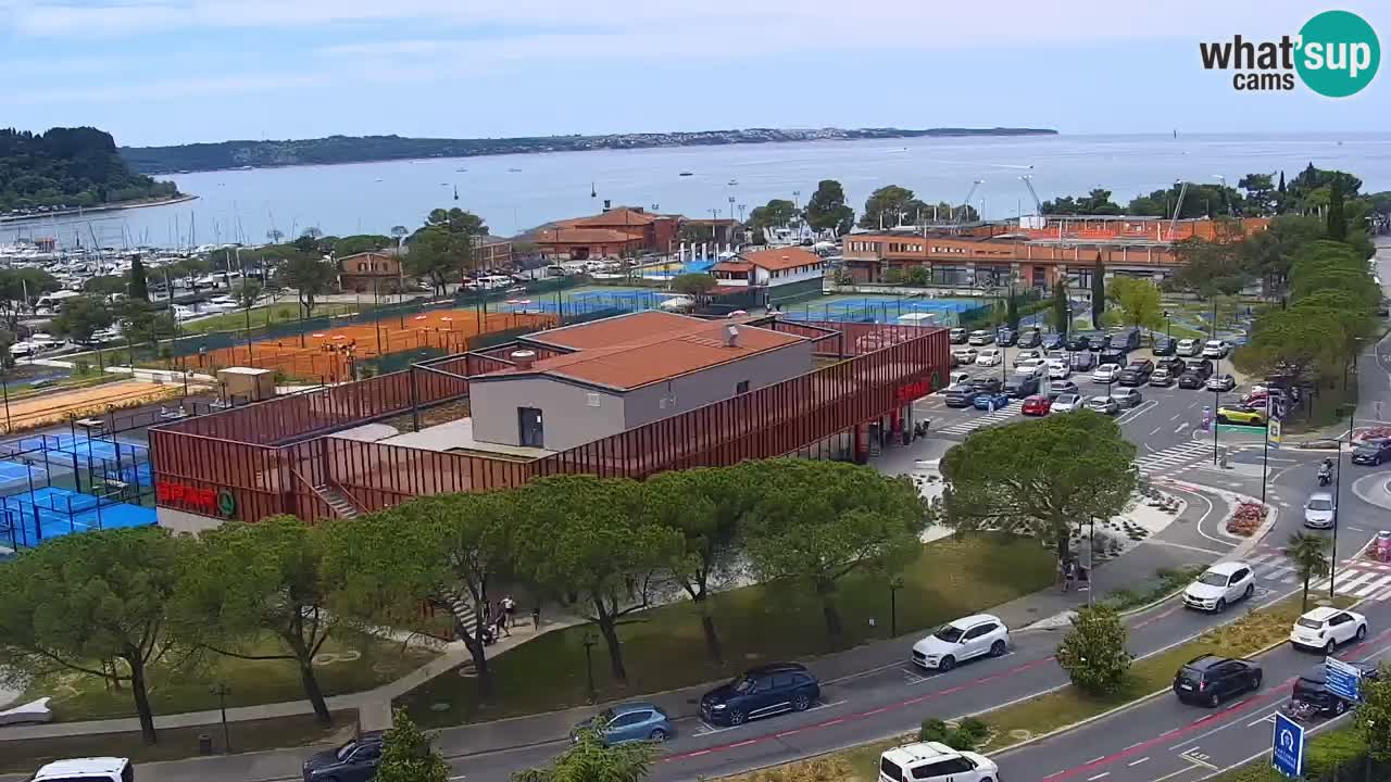 Portorož Webcam – Blick auf den Yachthafen und die Tennisplätze