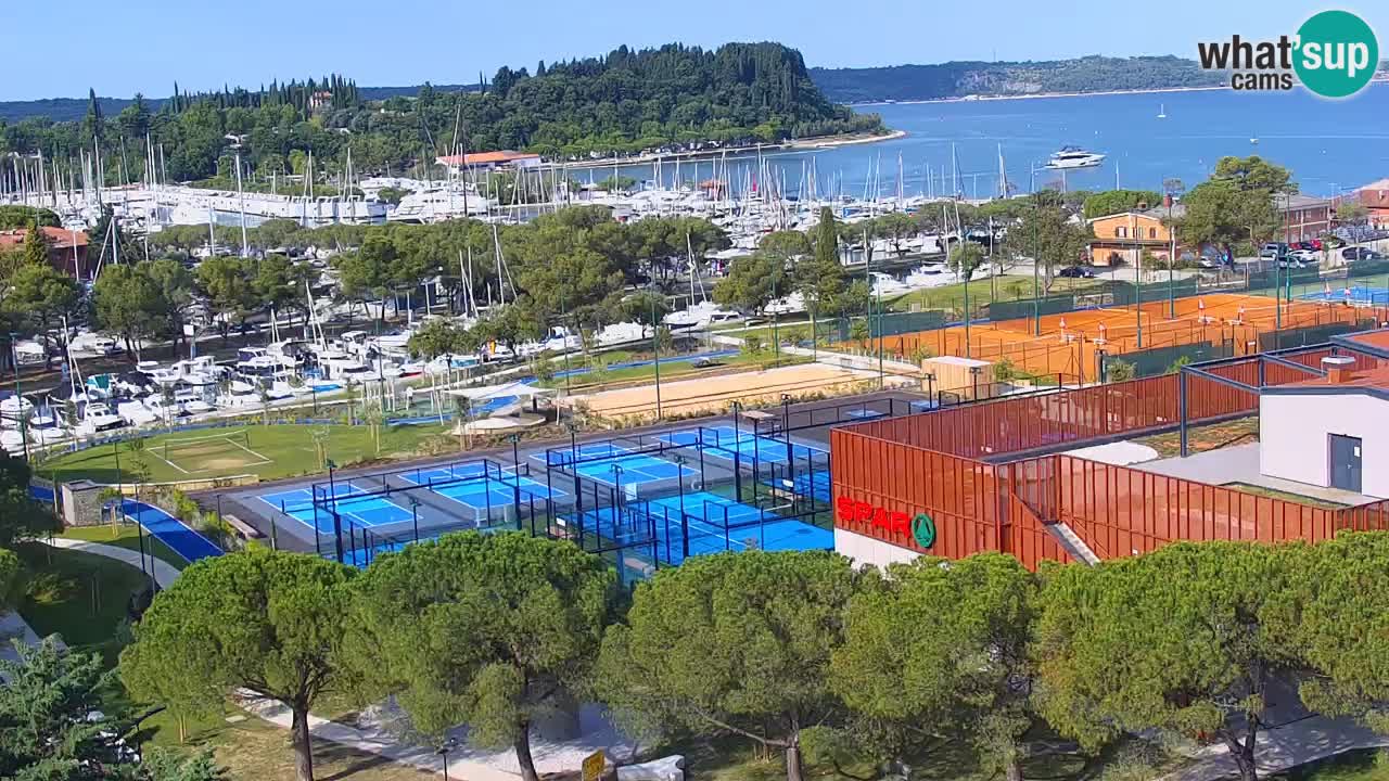 Portorož Webcam – Blick auf den Yachthafen und die Tennisplätze