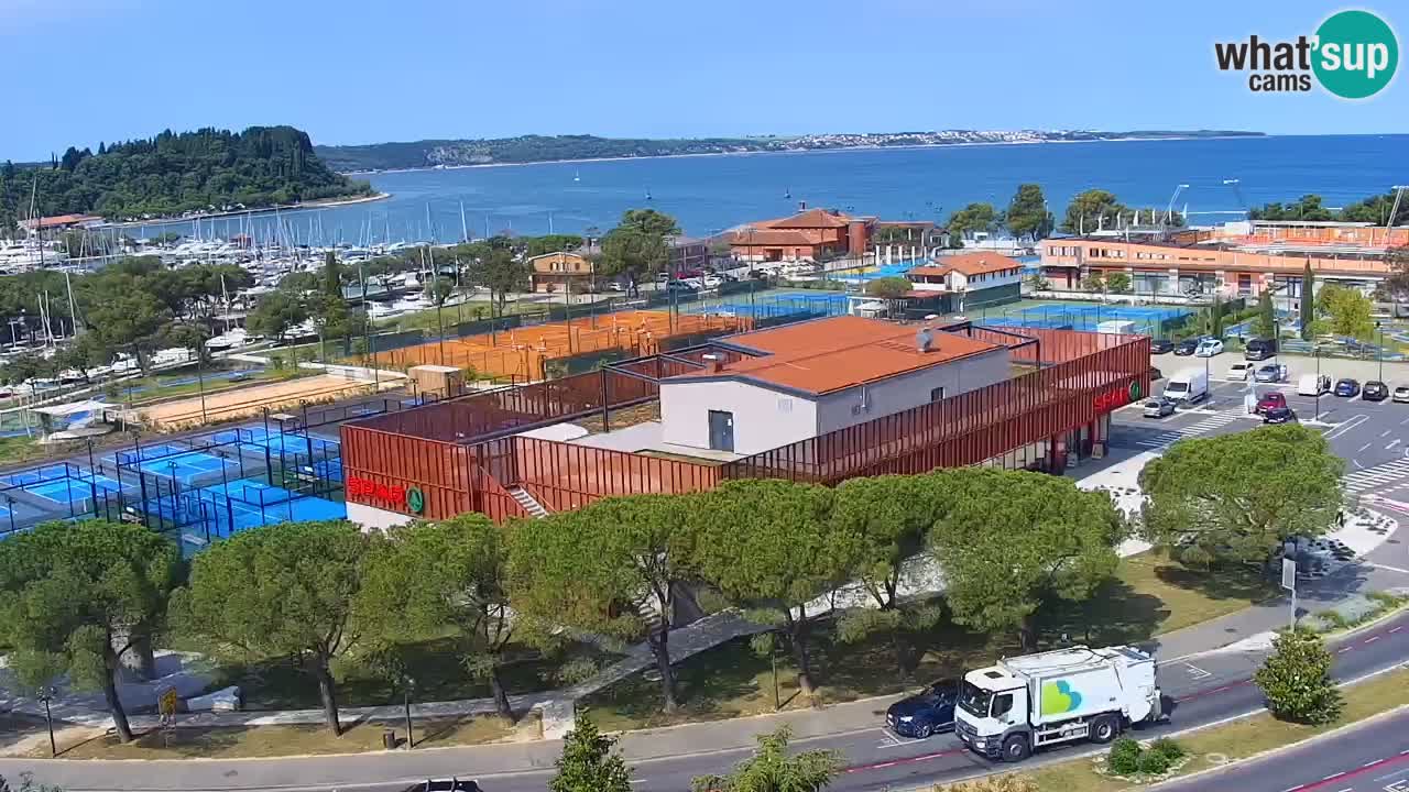 Portorož Webcam – Blick auf den Yachthafen und die Tennisplätze