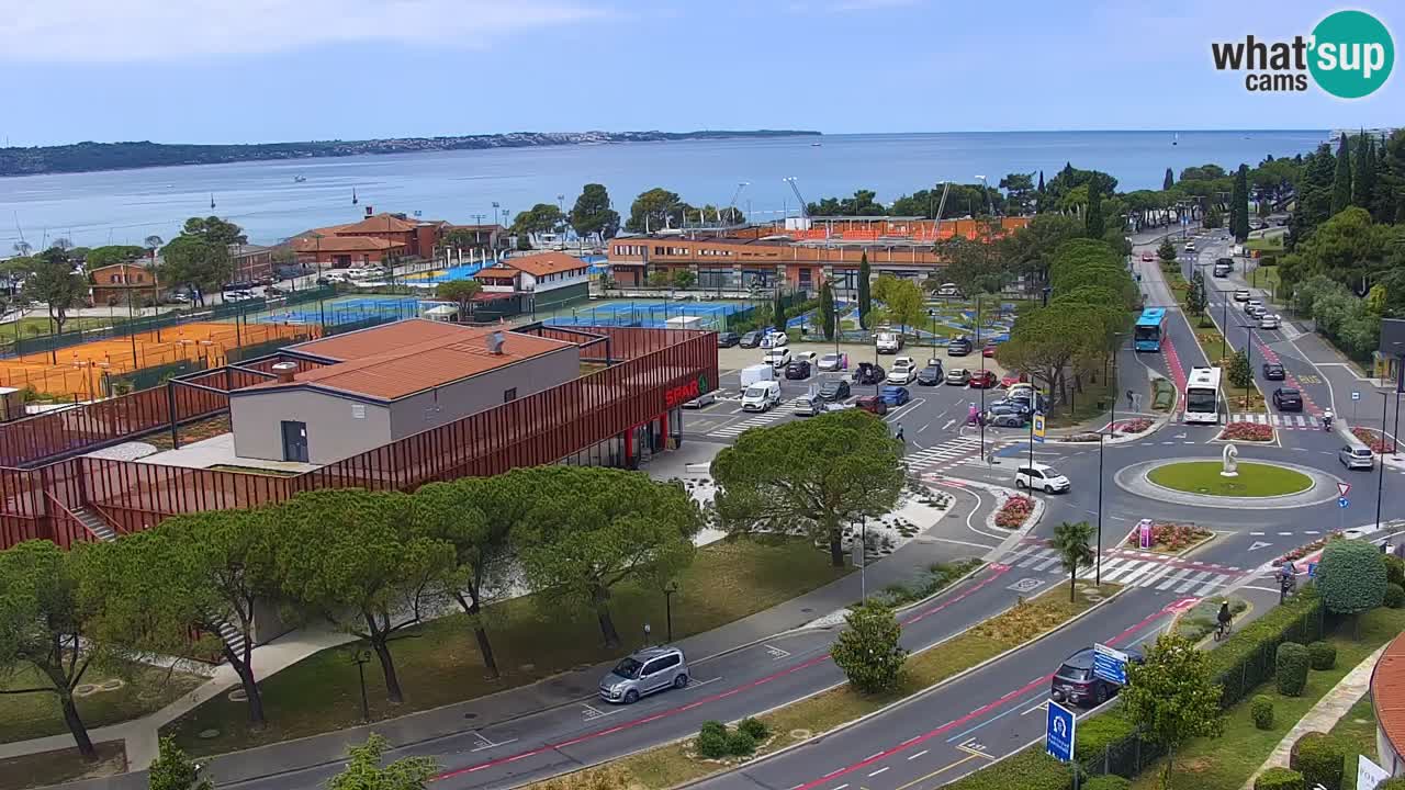 Portorož Webcam – Blick auf den Yachthafen und die Tennisplätze